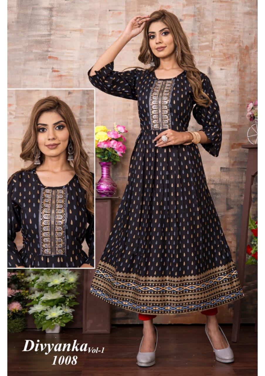 Divyanka 1 Ethnic Wear Wholesale Anarkali Kurtis Catalog
